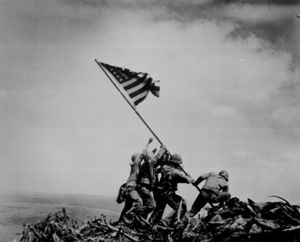 U.S. troops raising the flag on Iwo Jima